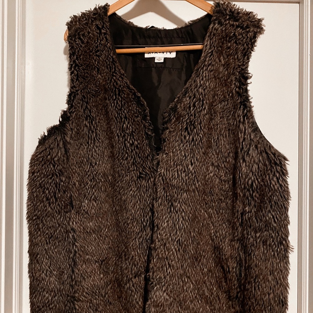Ava & Viv Dark Brown Faux Fur Vest